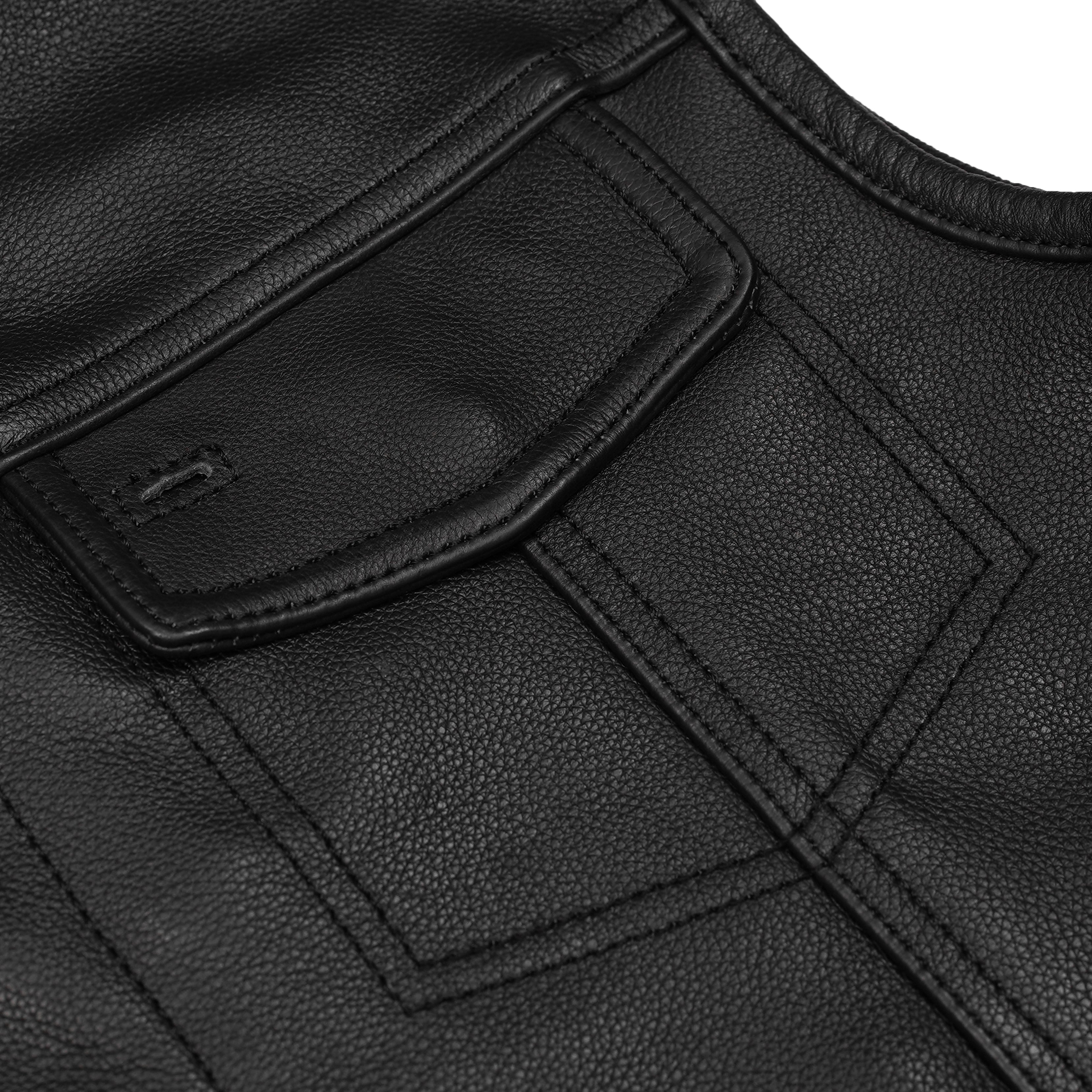 Versa Men's Black Leather Motorcycle Vest