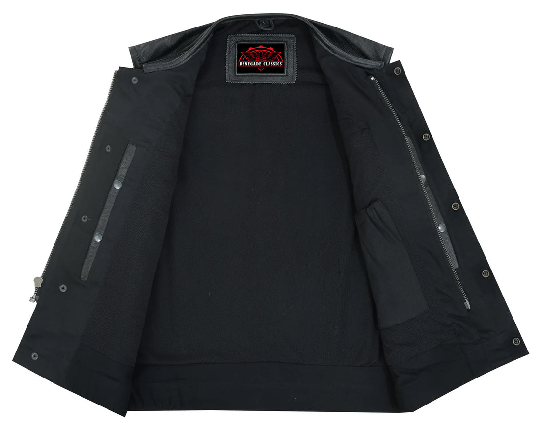 Cool EdgeMen's Leather Biker Vest - Black