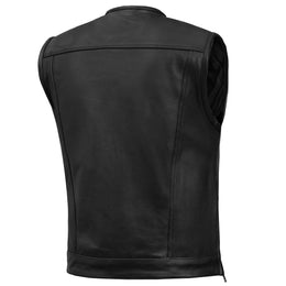 Cool Edge Men's Leather Biker Vest - Black