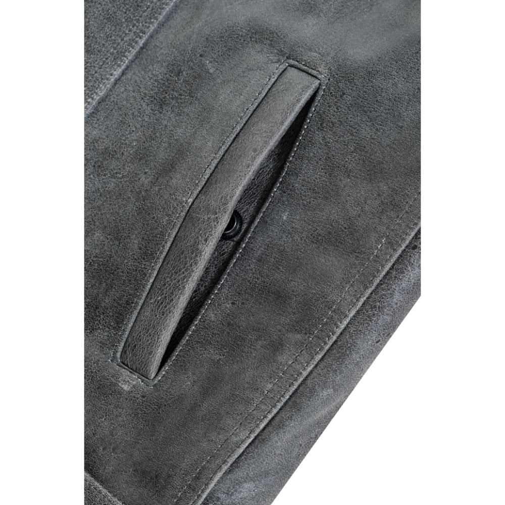 Vintage Men's Distressed Gray Leather Motorcycle Vest Men's Leather Vests Renegade Classics