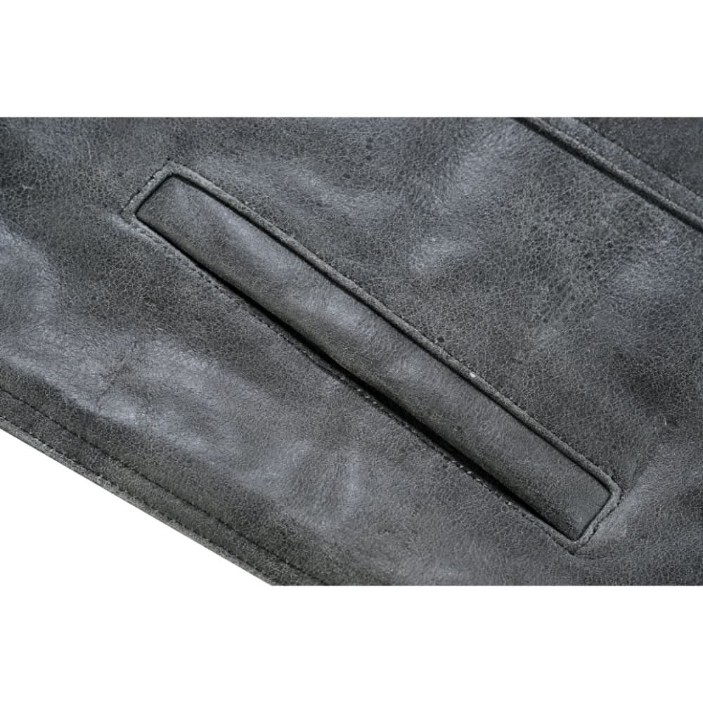 Vintage Men's Distressed Gray Leather Motorcycle Vest Men's Leather Vests Renegade Classics