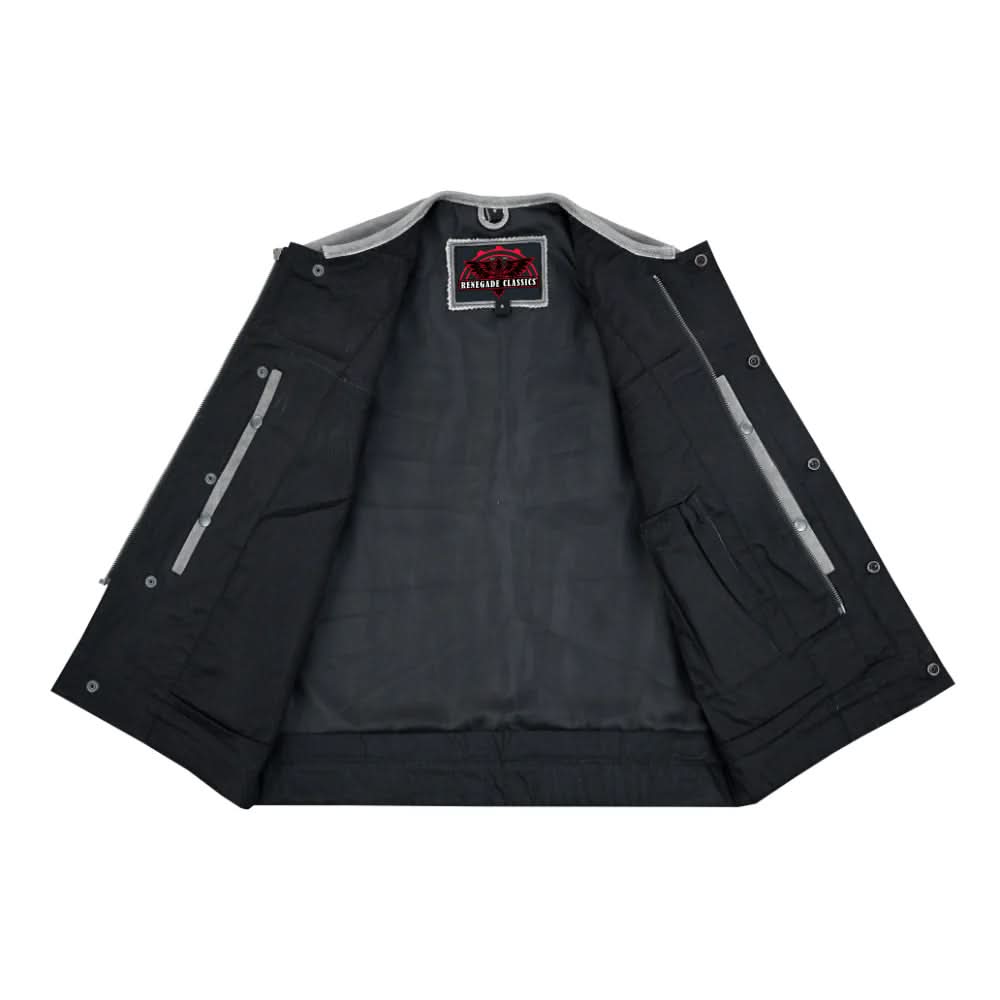 Vintage Men's Distressed Gray Leather  Motorcycle Vest