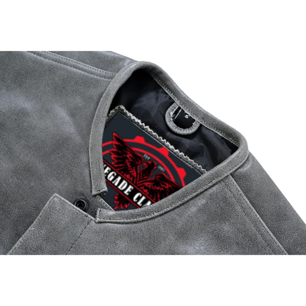 Vintage Men's Distressed Gray Leather  Motorcycle Vest