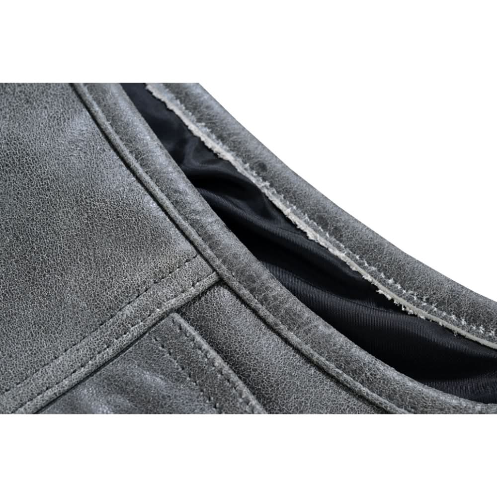 Vintage Men's Distressed Gray Leather Motorcycle Vest Men's Leather Vests Renegade Classics