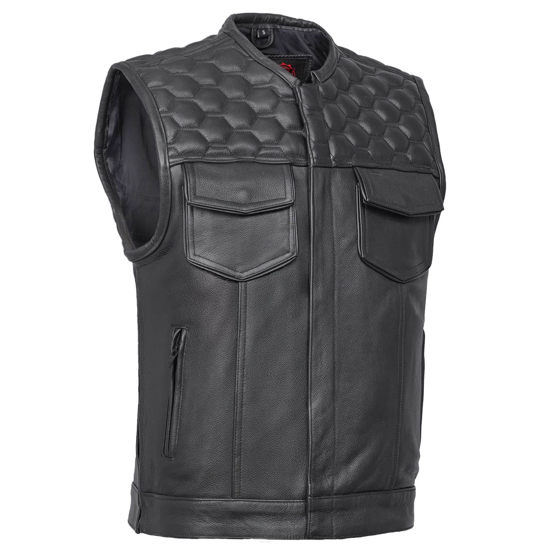 Wayne Black Horse Men's Leather Motorcycle Vest