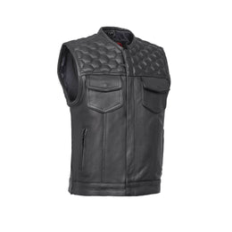 Wayne Black Horse Men's Leather Motorcycle Vest