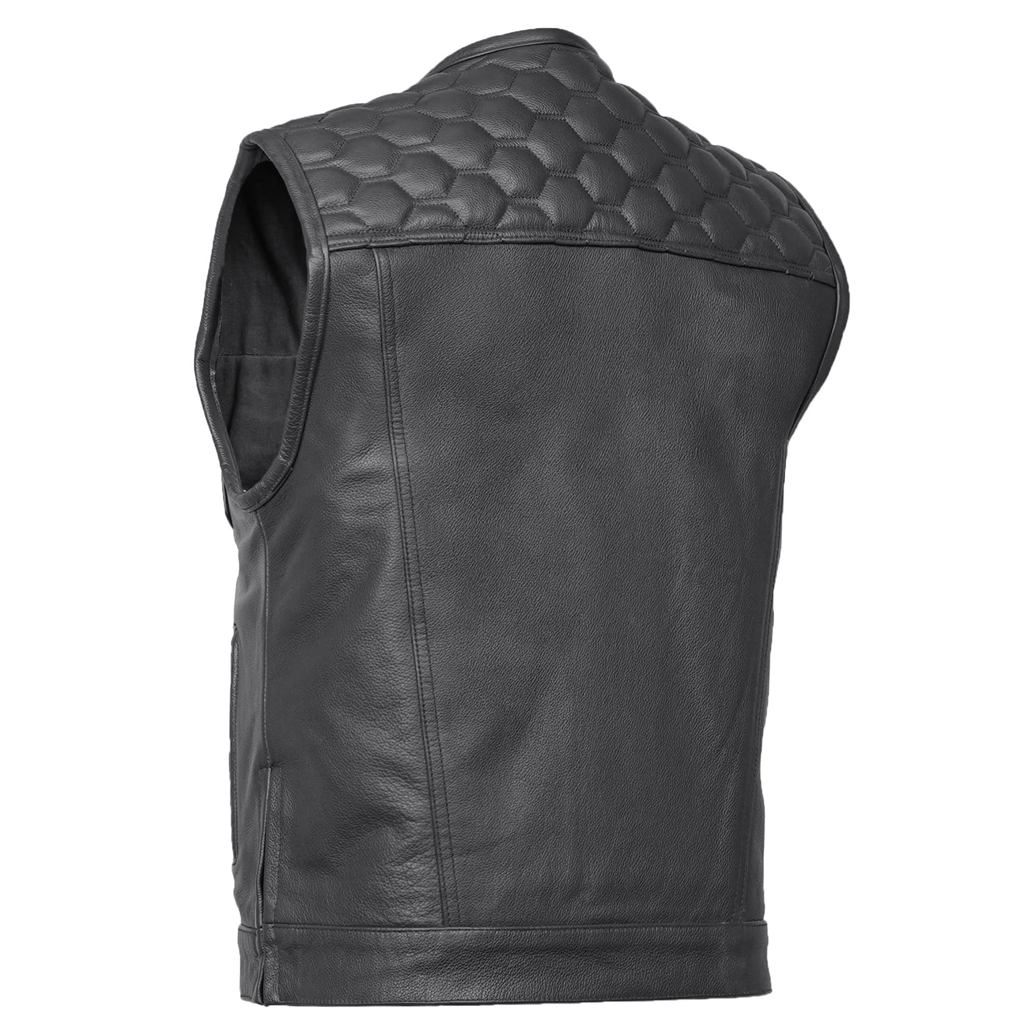 Wayne Black Horse Men's Leather Motorcycle Vest