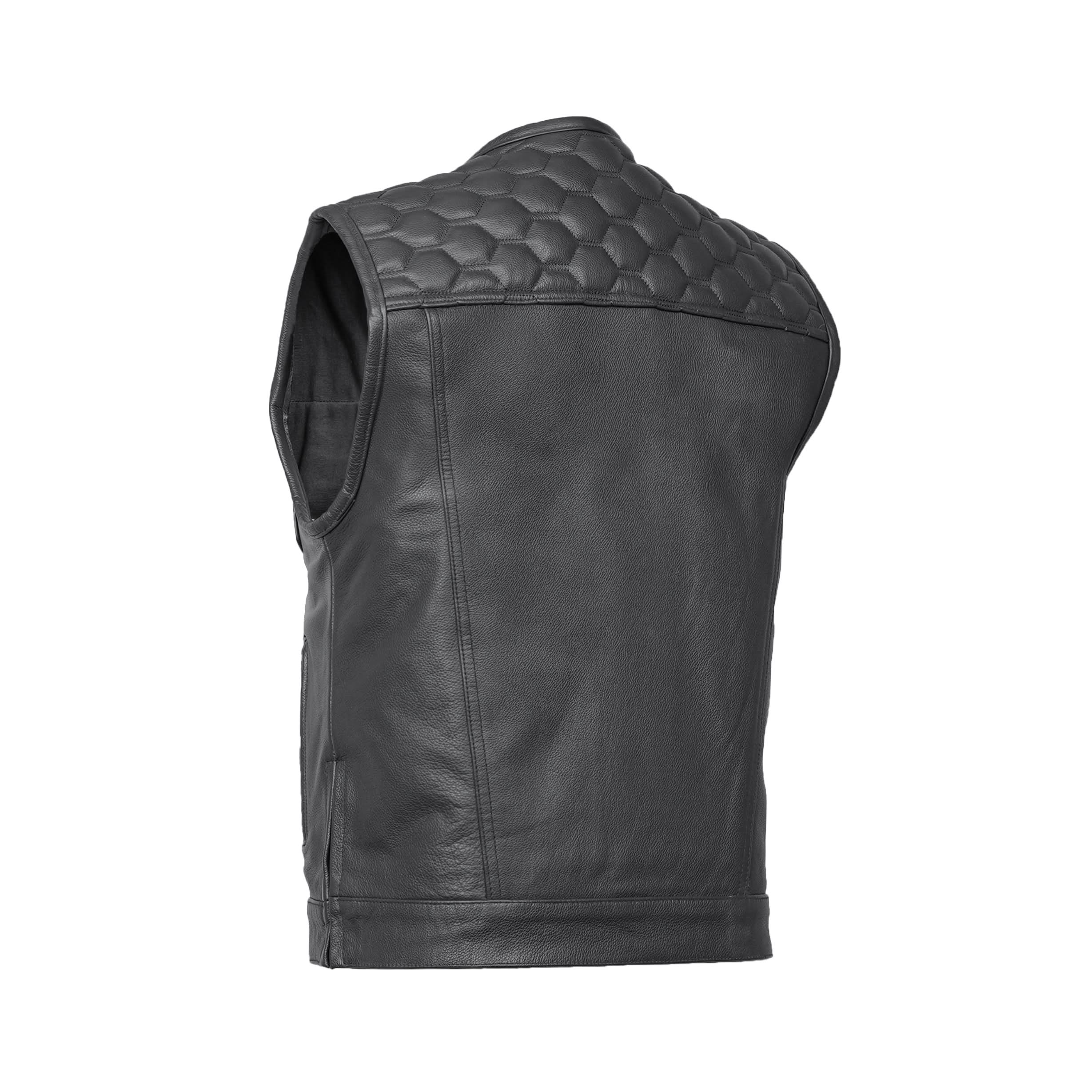 Wayne Black Horse Men's Leather Motorcycle Vest