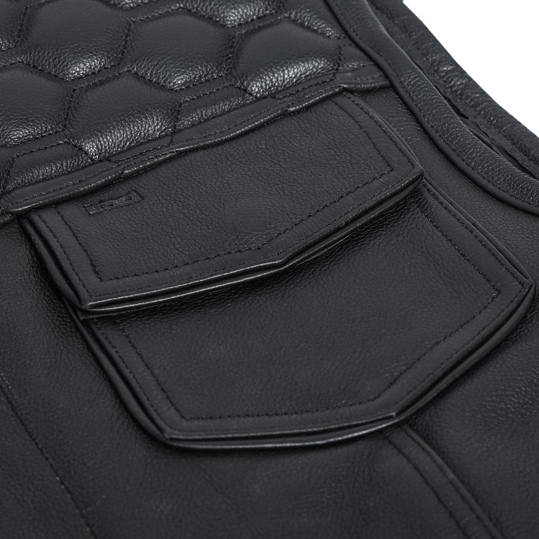 Wayne Black Horse Men's Leather Motorcycle Vest