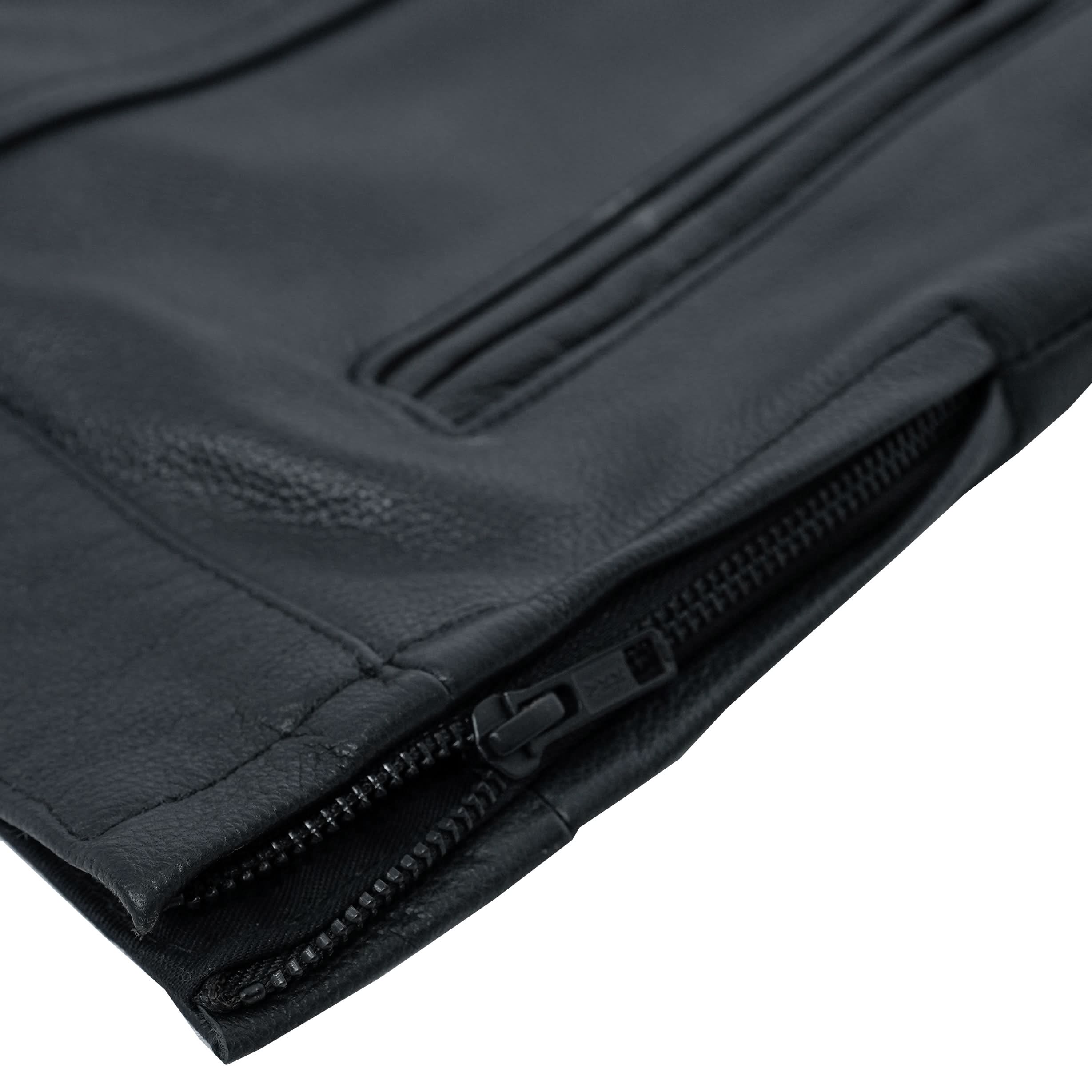 Wayne Black Horse Men's Leather Motorcycle Vest