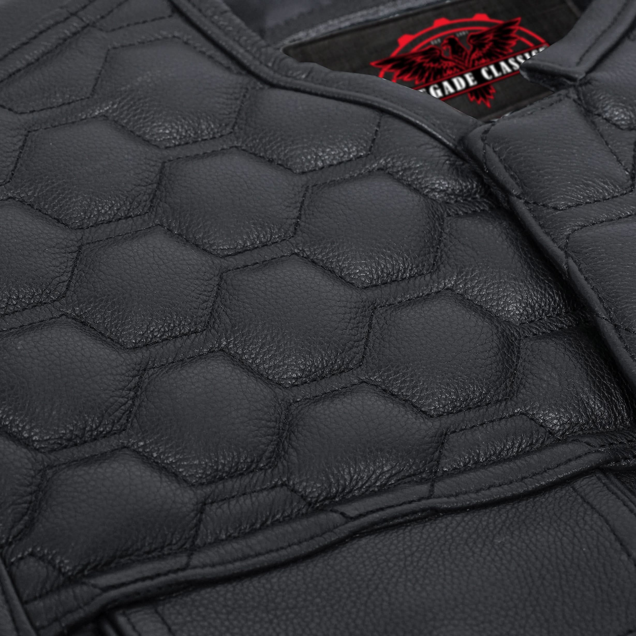 Wayne Black Horse Men's Leather Motorcycle Vest