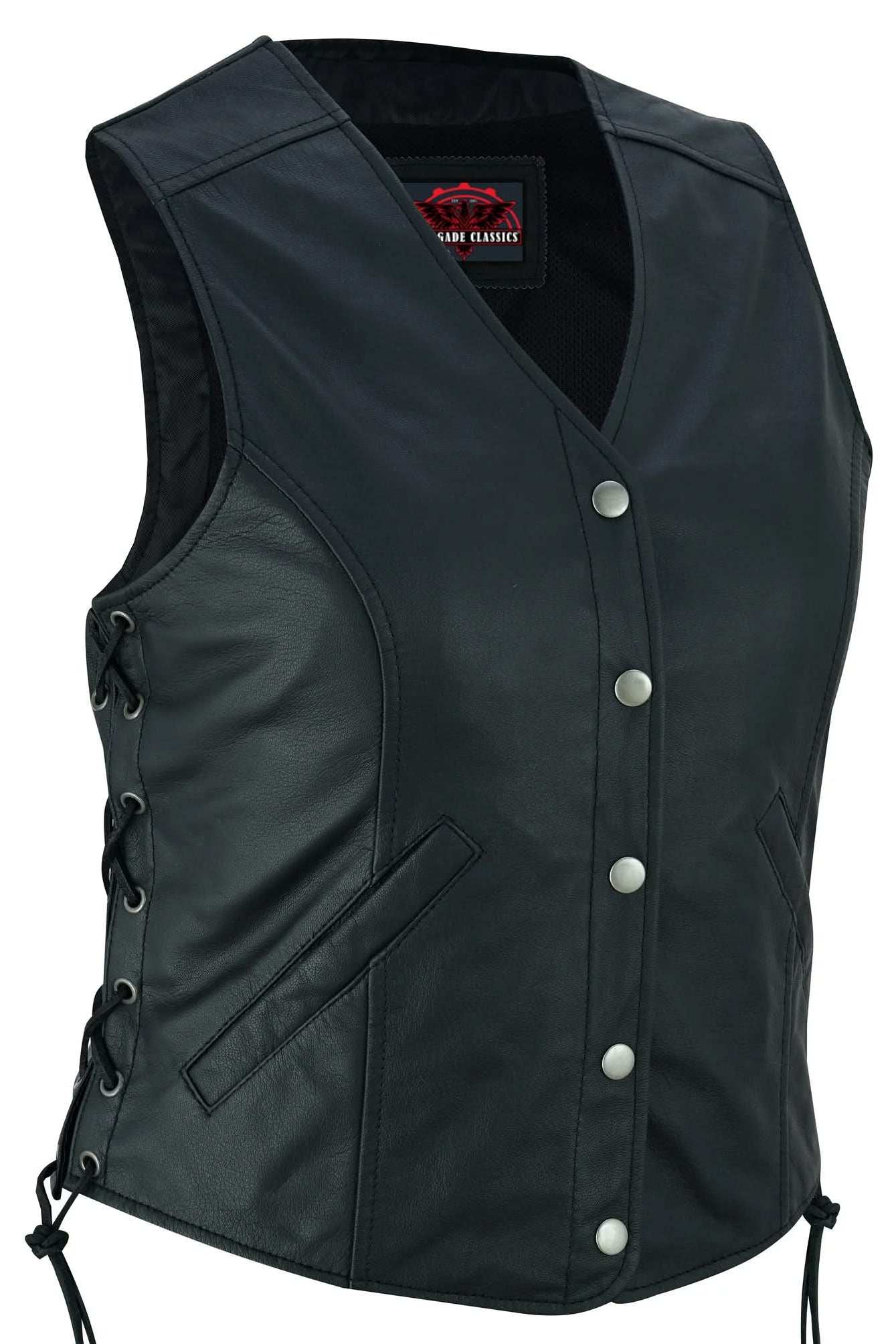 Eelskin Women's leather motorcycle vest