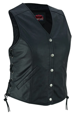 Eelskin Women's leather motorcycle vest
