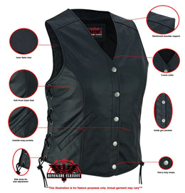 Eelskin Women's leather motorcycle vest