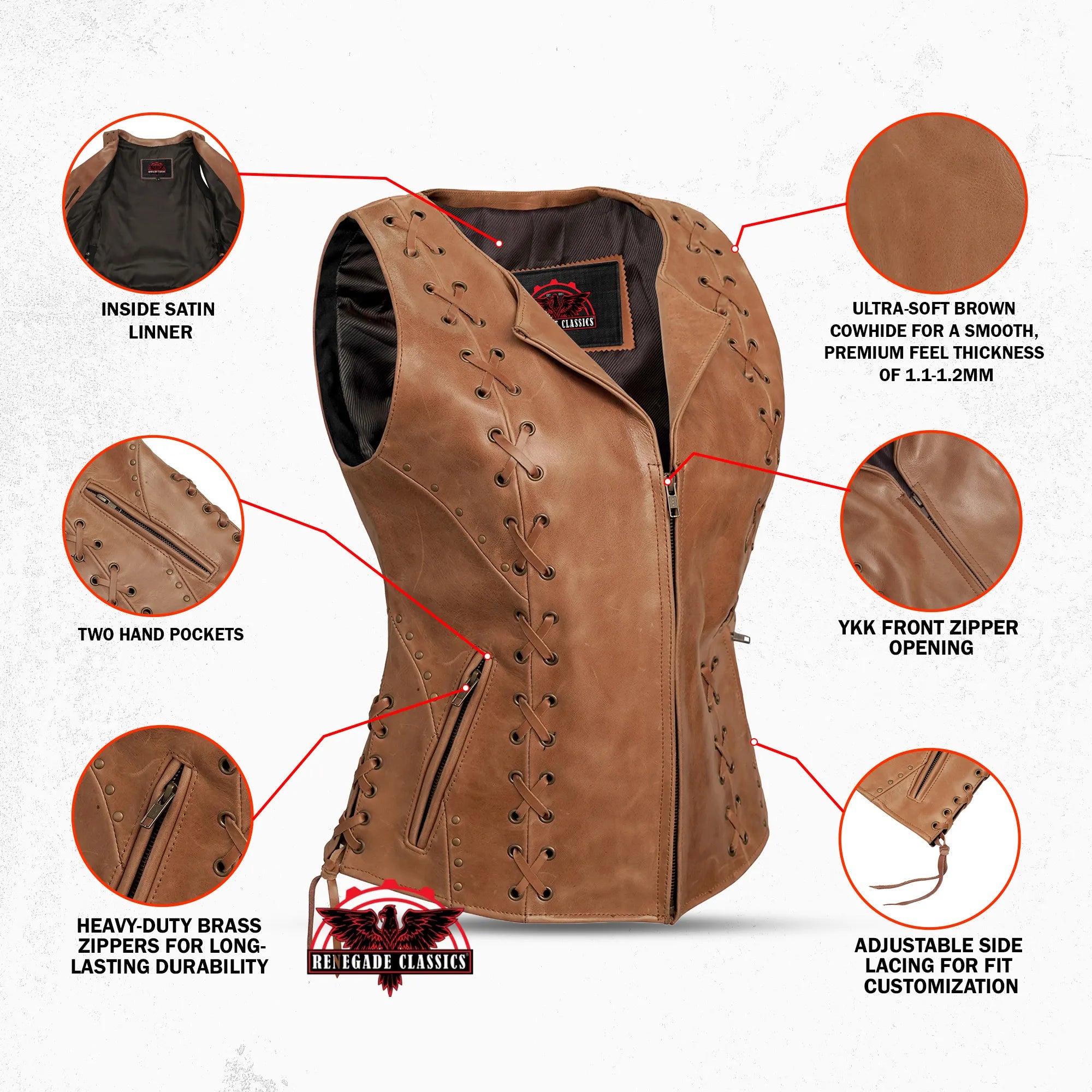 Delice™ Women's leather motorcycle vest