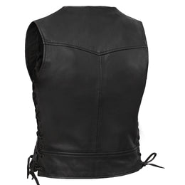 Biker Mommy Women's leather motorcycle vest - Black