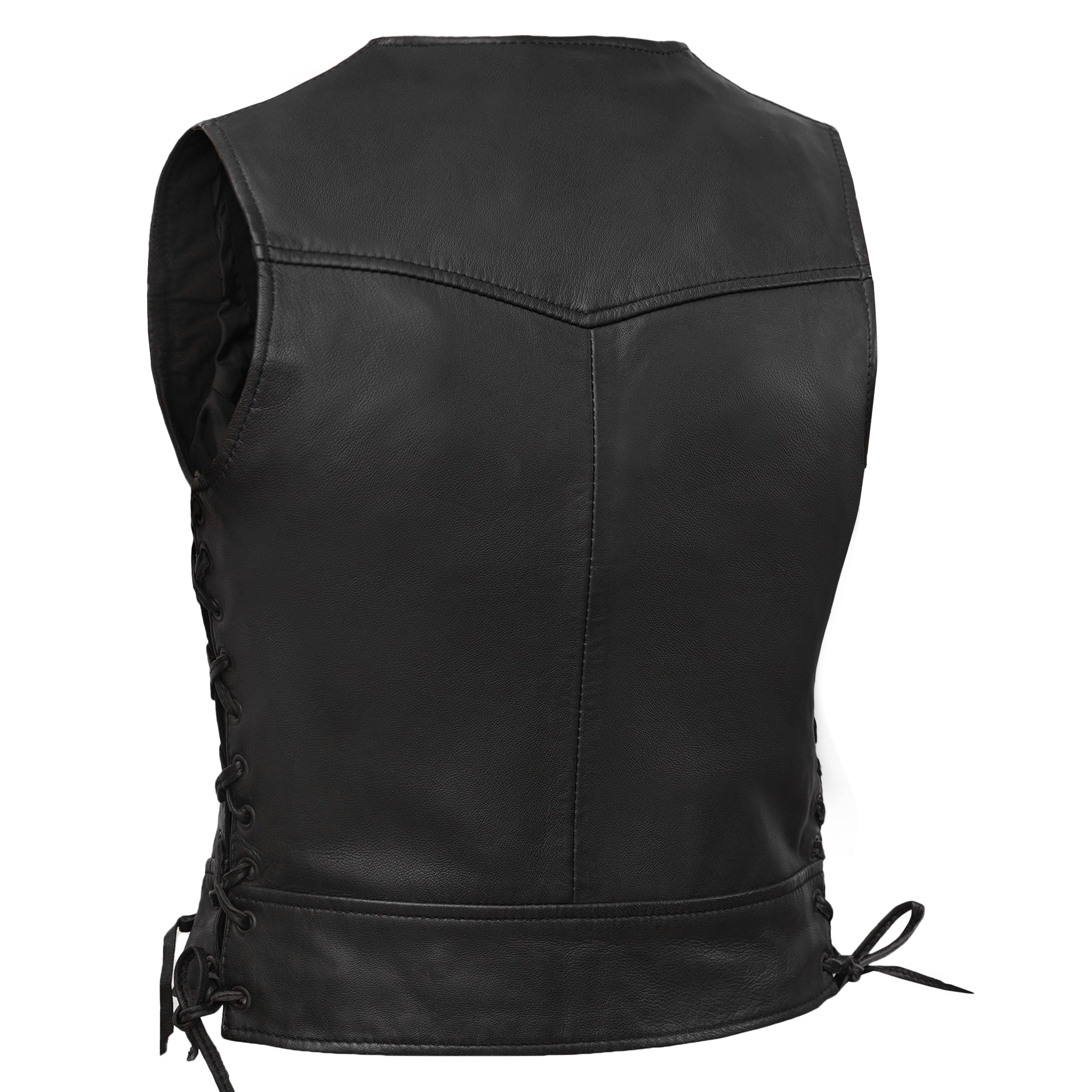 Biker Mommy Women's leather motorcycle vest - Black