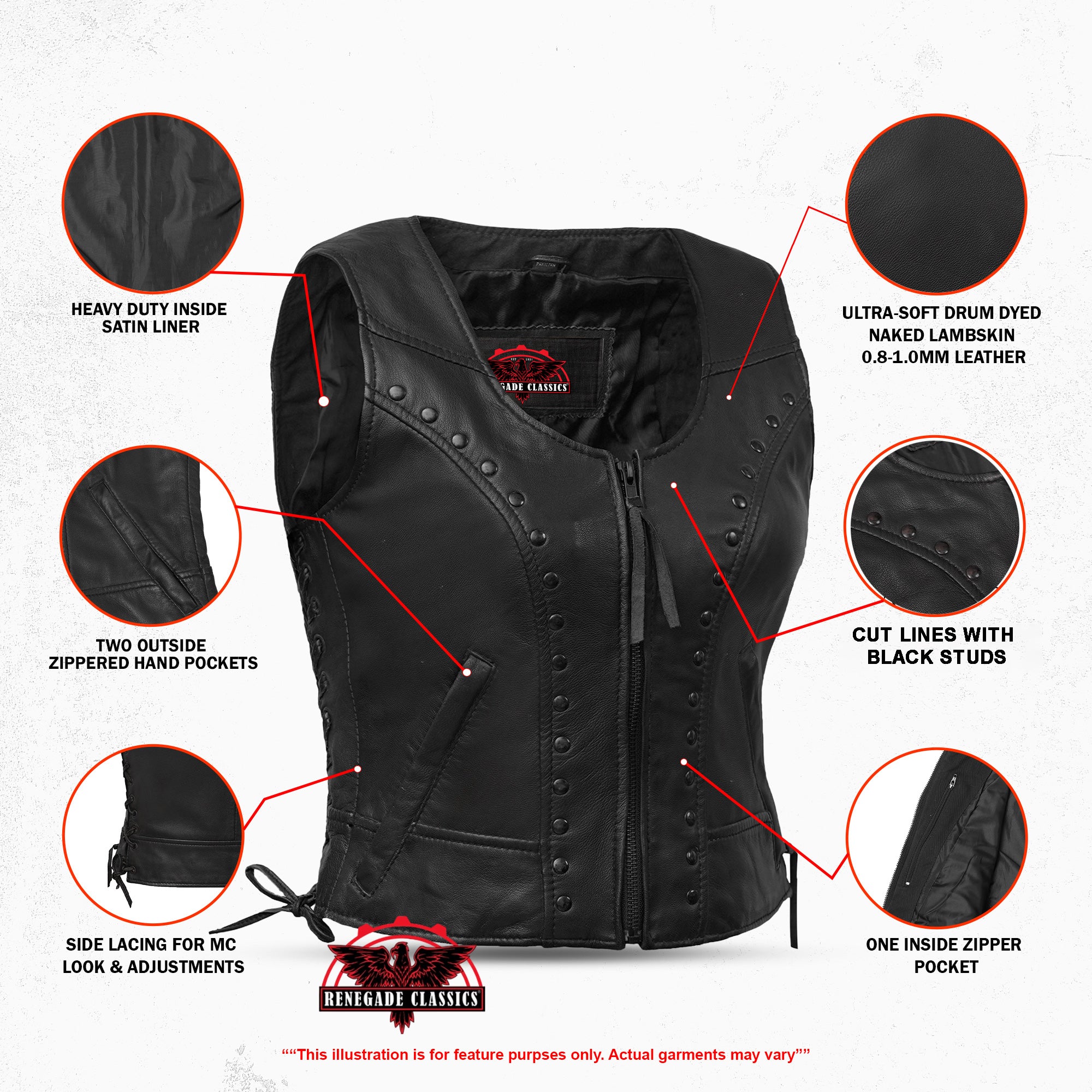 Biker Mommy Women's leather motorcycle vest - Black