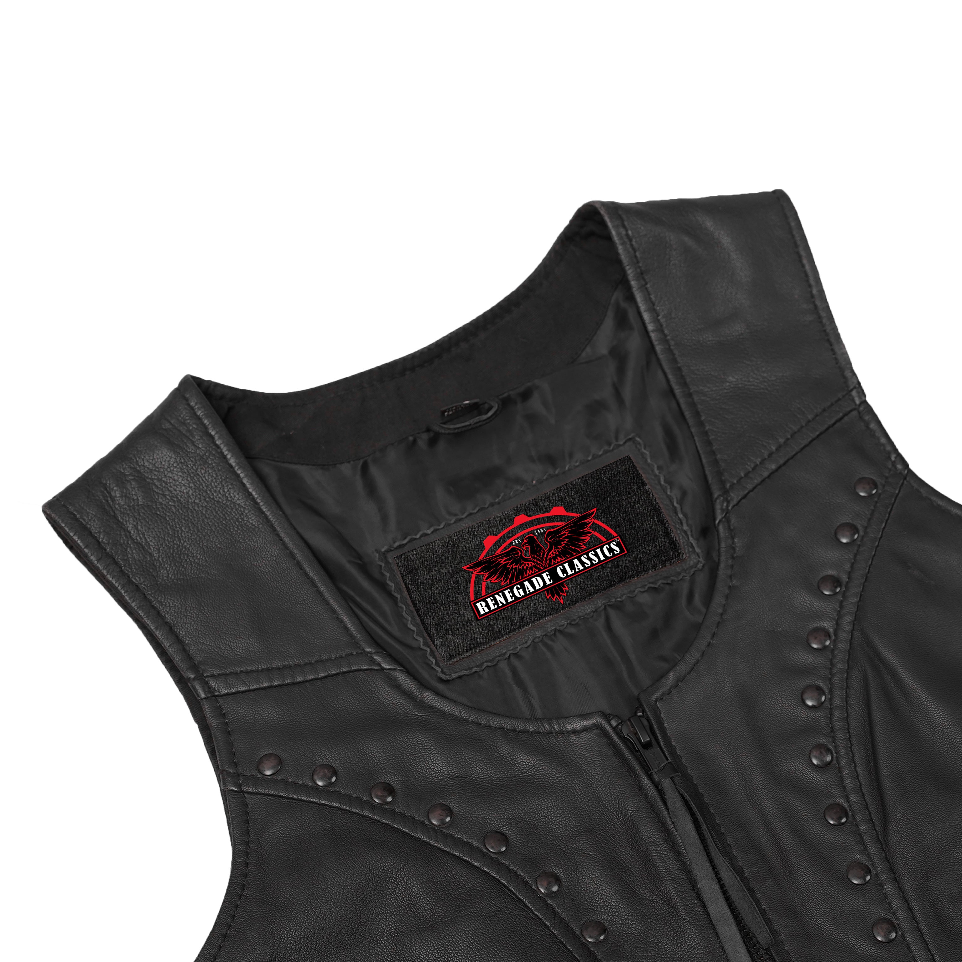 Biker Mommy Women's leather motorcycle vest - Black