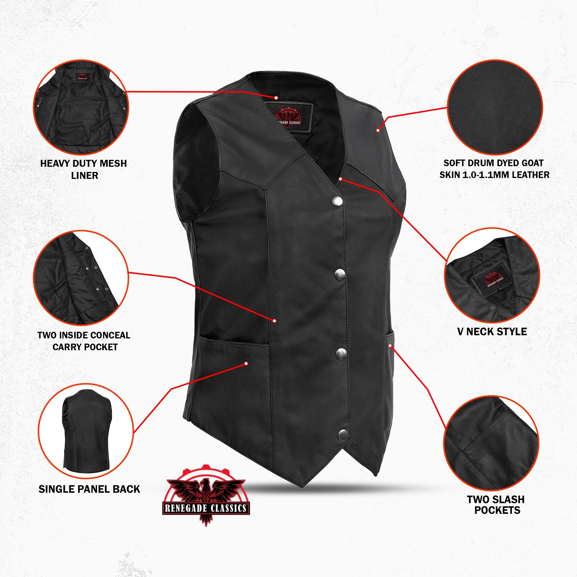 Volto™ Women's leather motorcycle vest