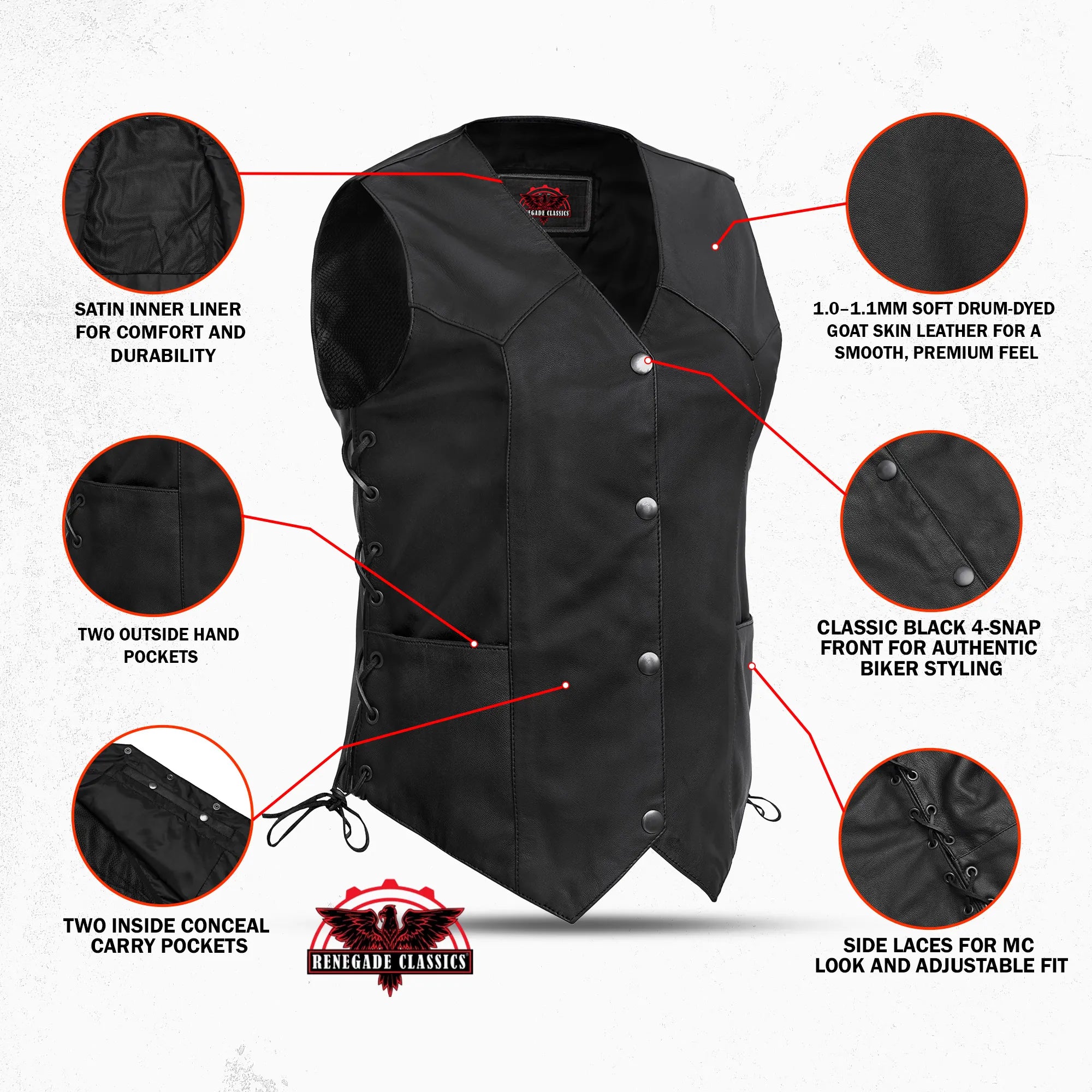 Aemor™ Women's Leather Motorcycle Vest