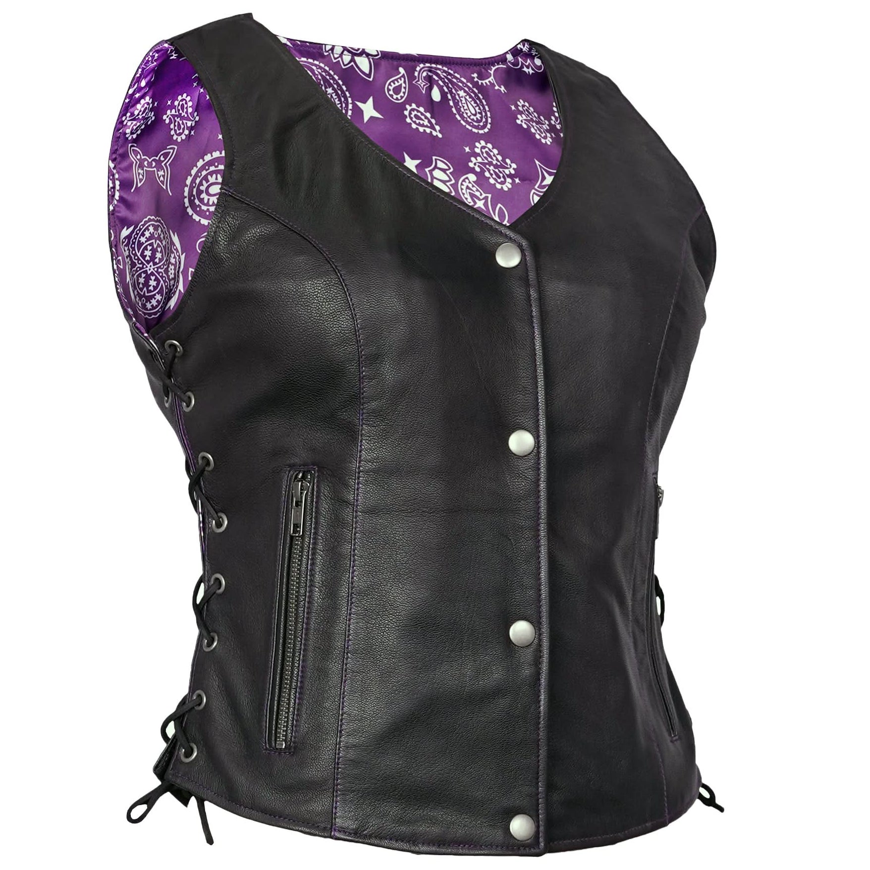 Calypsa Women's leather motorcycle vest