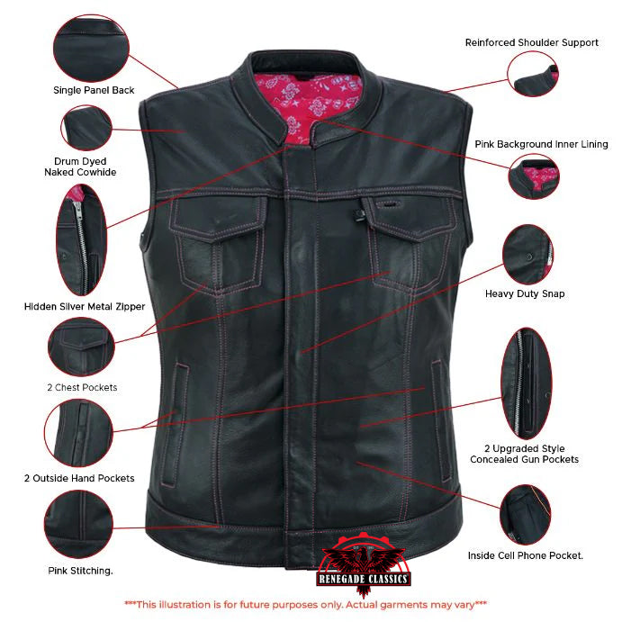 Lunula Women's leather motorcycle vest