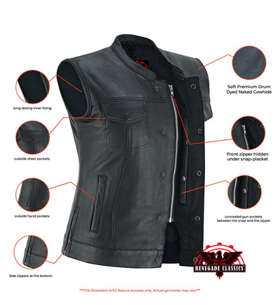 Maxillea  Women's leather motorcycle vest