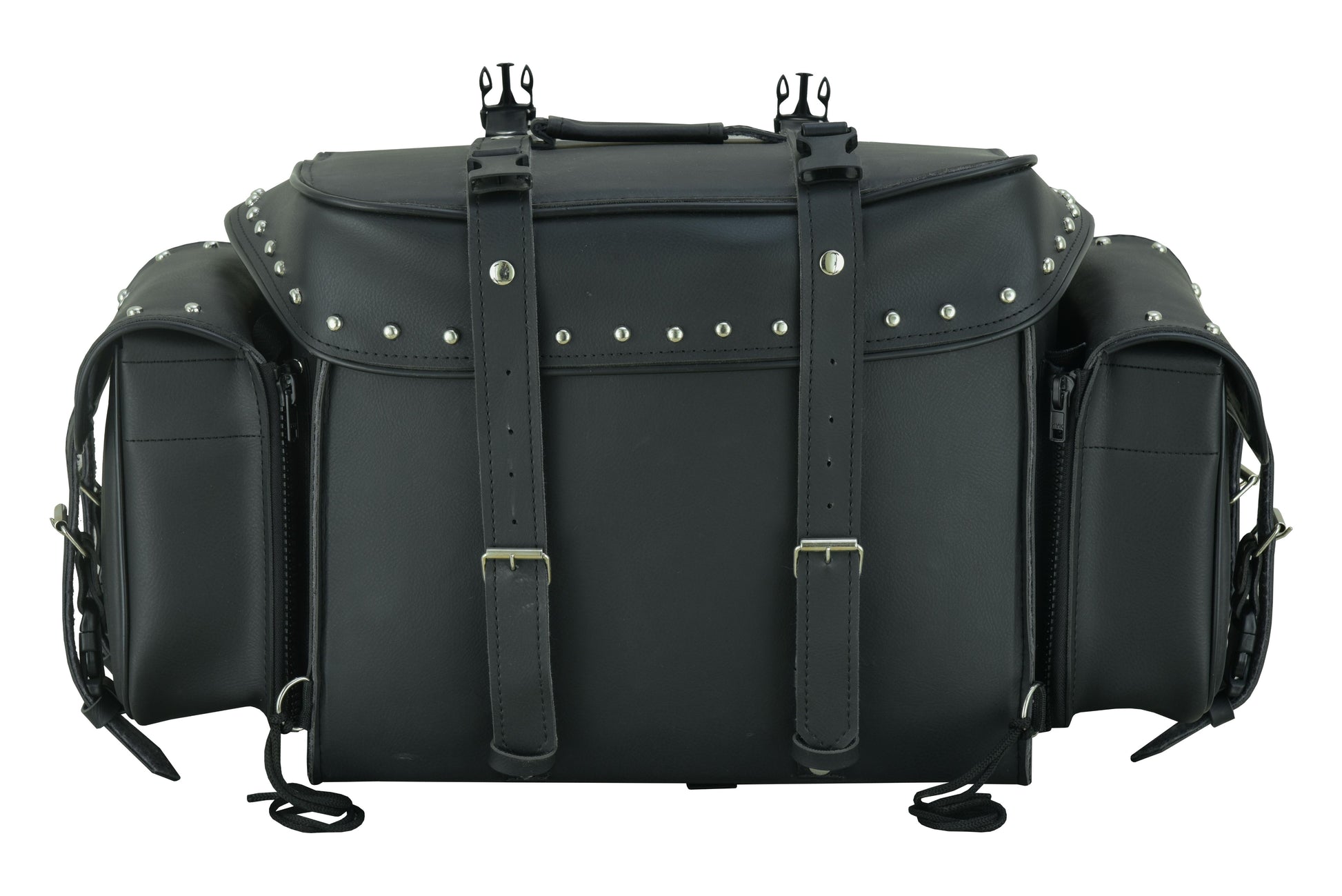DS Leather Black PVC Large 4 Piece Motorcycle Touring Tail Bag wi Sissy Bar Bags Renegade Classics