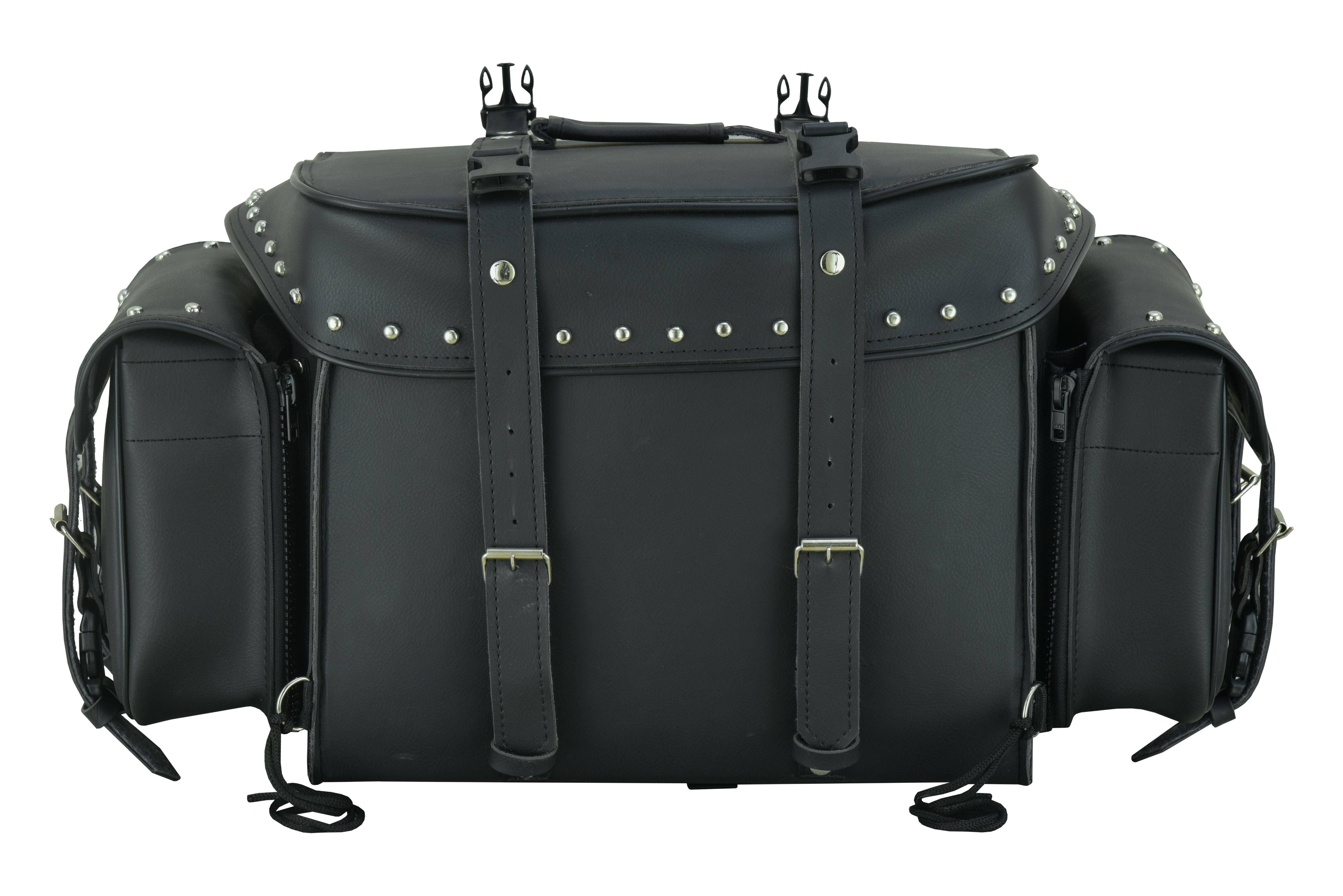 DS Leather Black PVC Large 4 Piece Motorcycle Touring Tail Bag wi Sissy Bar Bags Renegade Classics