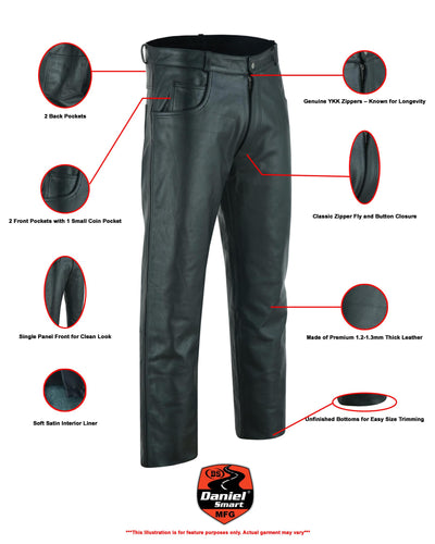 Onedrive Men's Black leather motorcycle pants Chaps & Pants Biker Universe