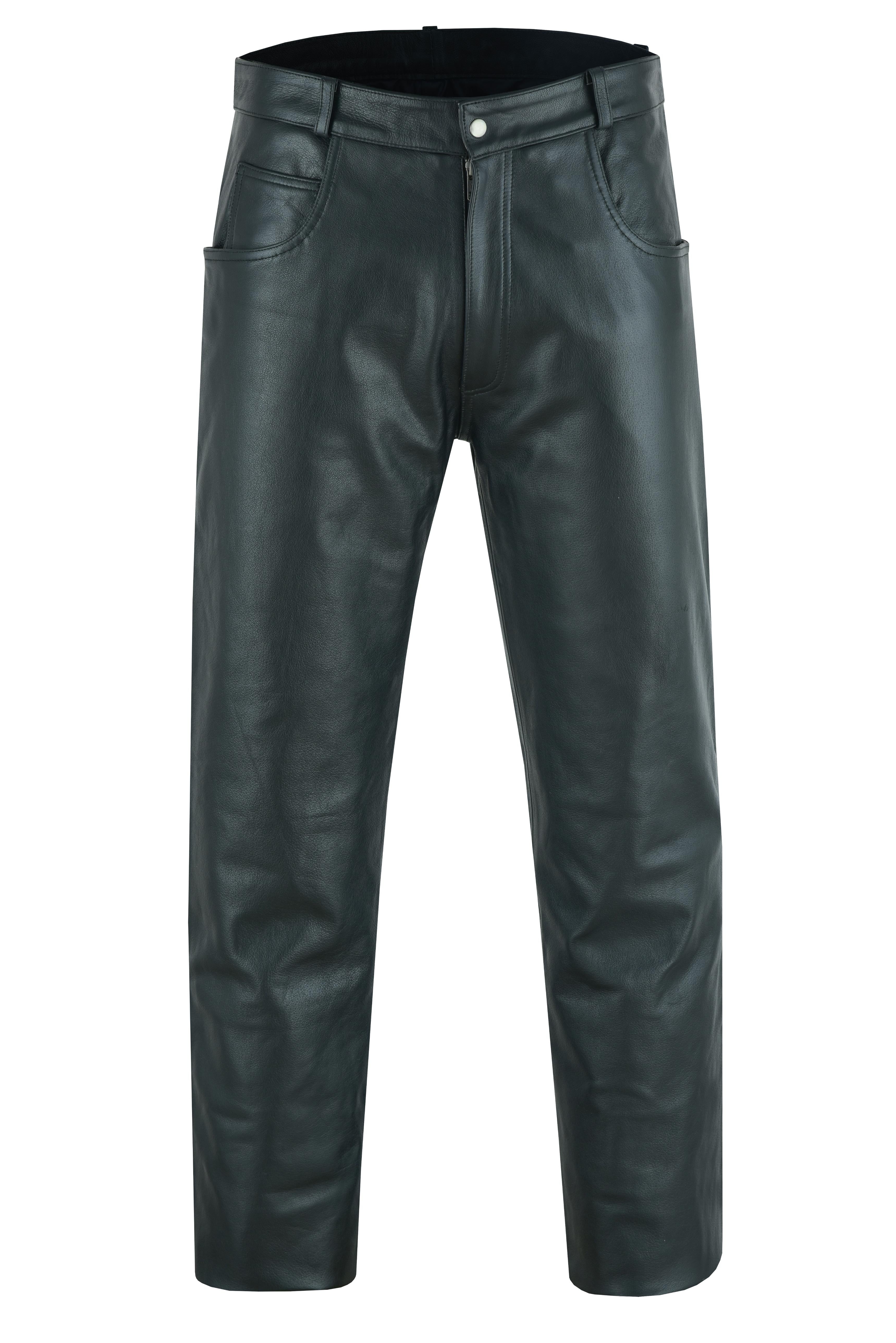 Onedrive Men's Black leather motorcycle pants Chaps & Pants Biker Universe