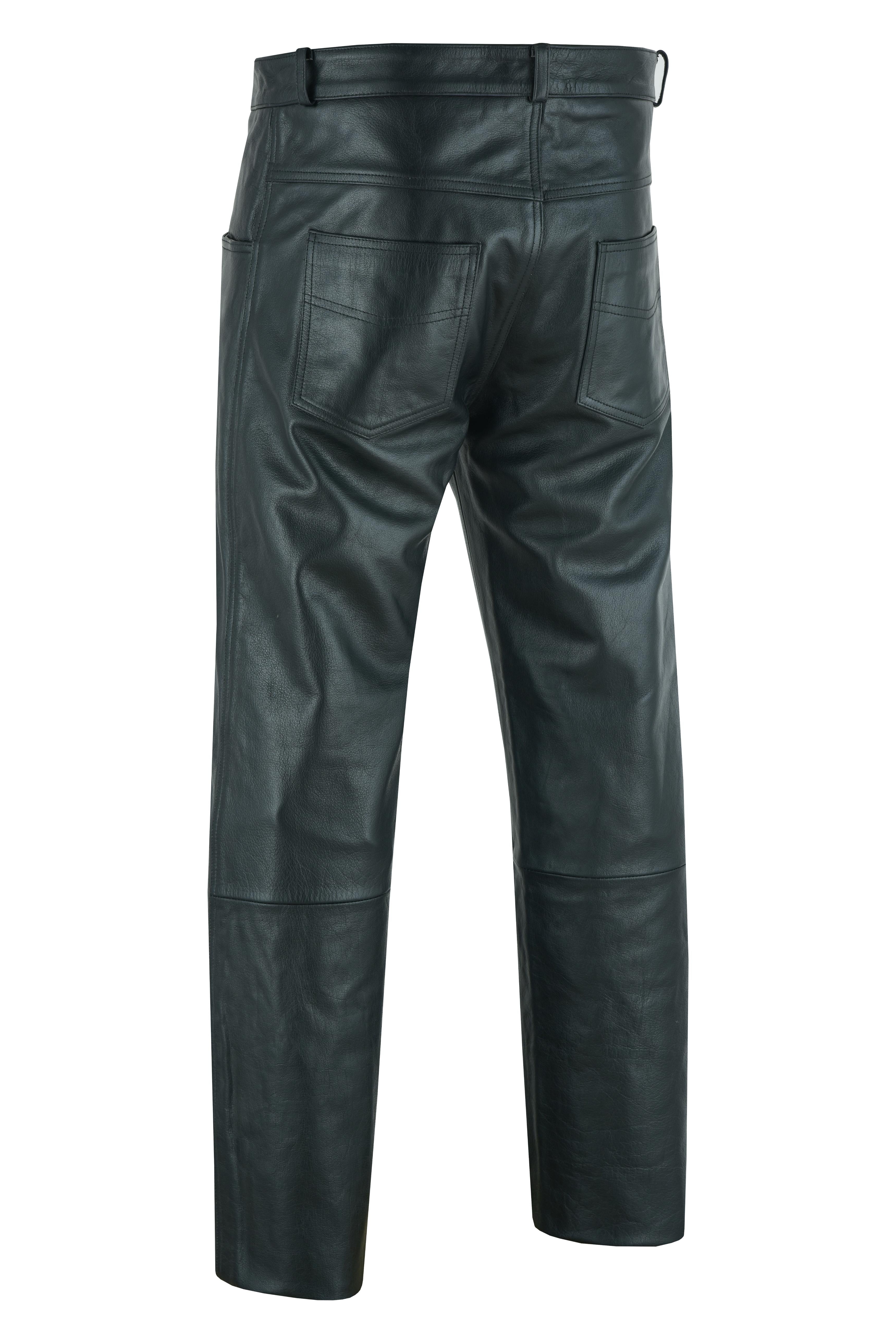 Onedrive Men's Black leather motorcycle pants Chaps & Pants Biker Universe