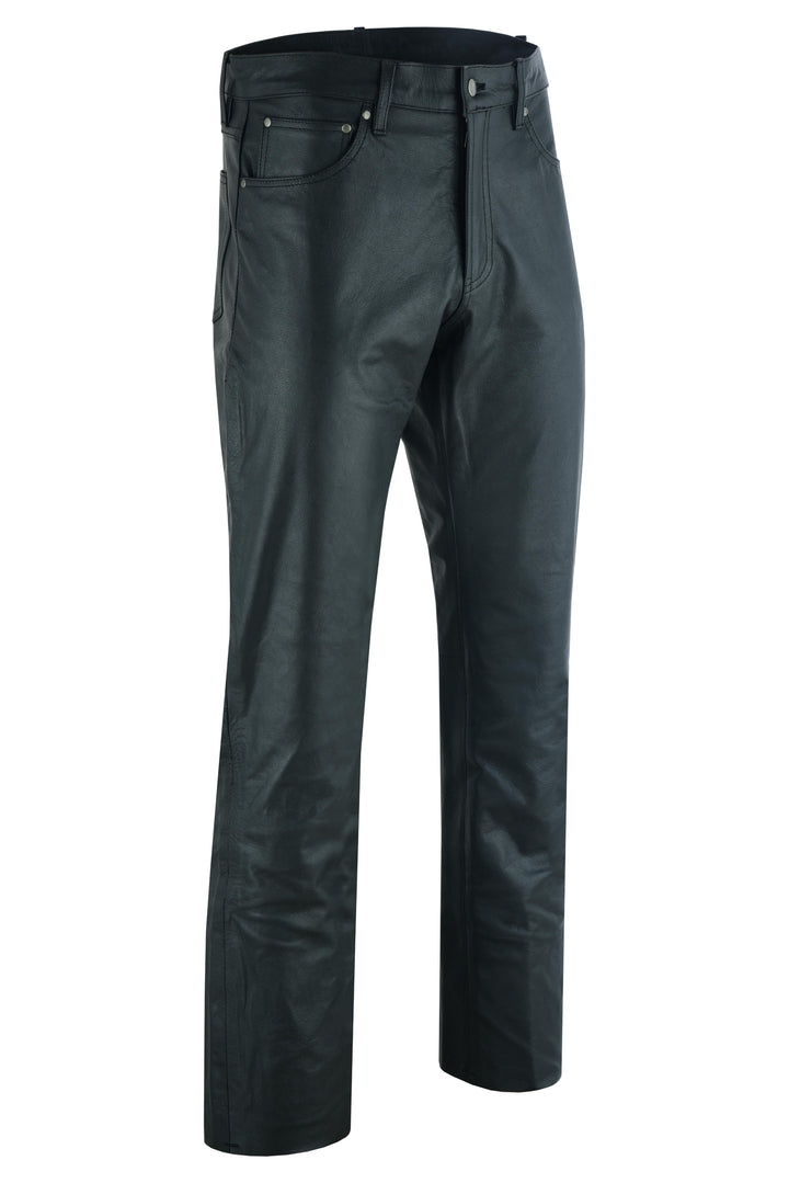 DS Women's Classic 5 Pocket Black Casual Motorcycle Leather Pants