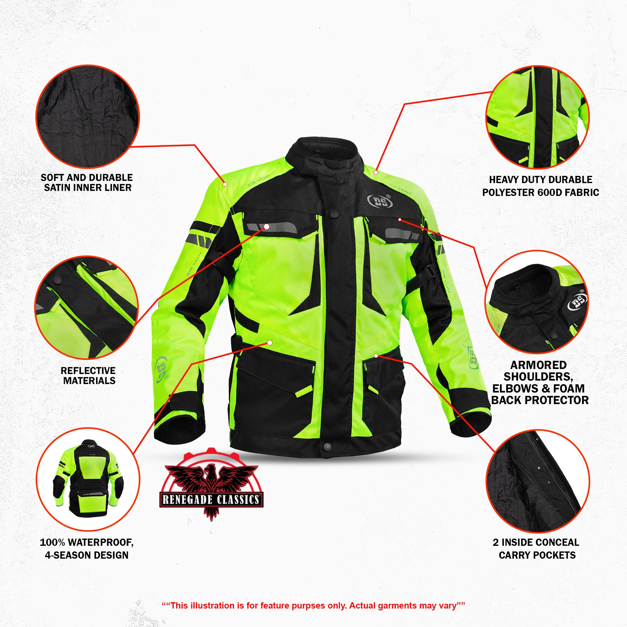 Prism™ Hi-Vis Mens Textile Motorycyle Jacket