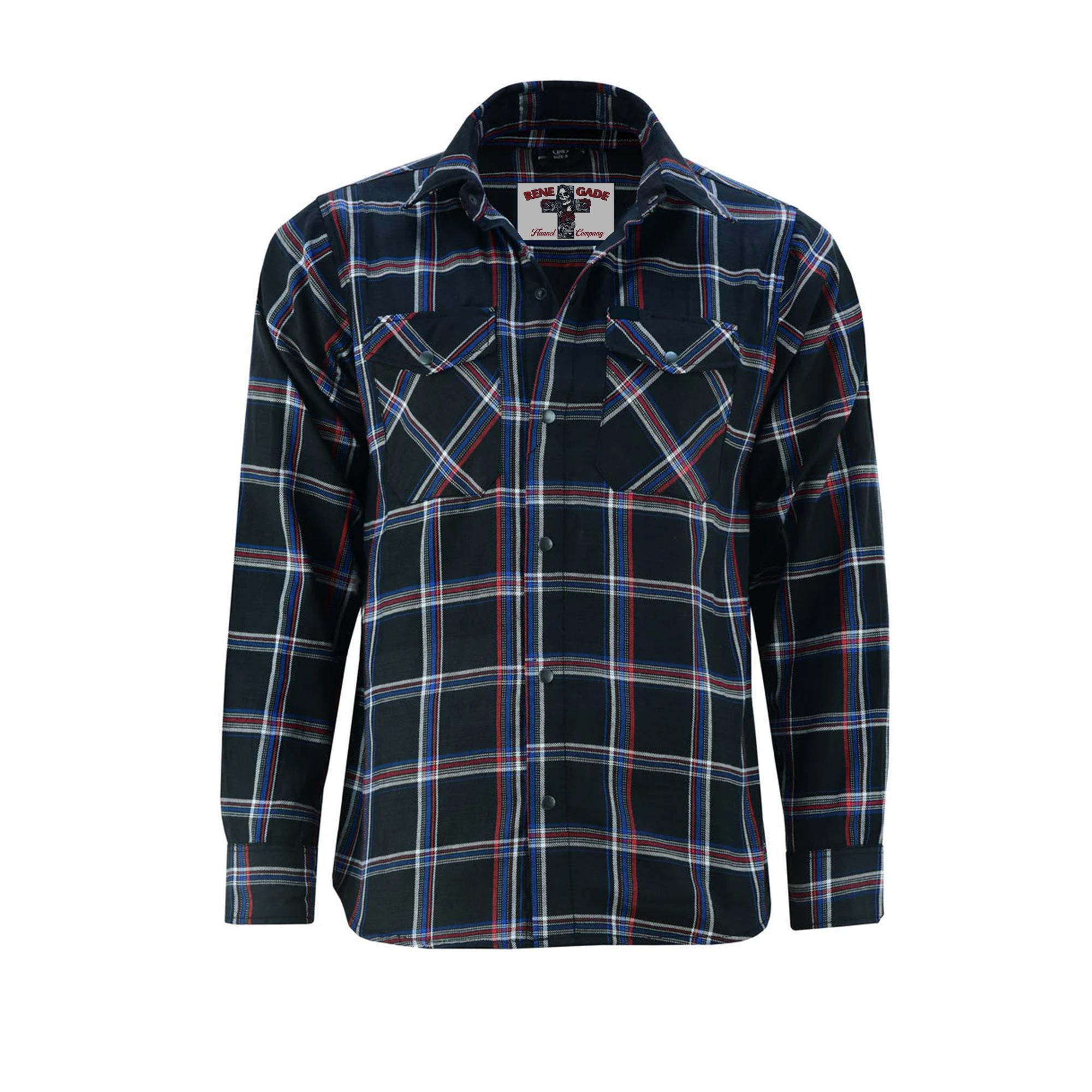 Alpha Check Men's Bold Plaid Flannel Shirt - Black, Red, and Blue Flannel Renegade Classics