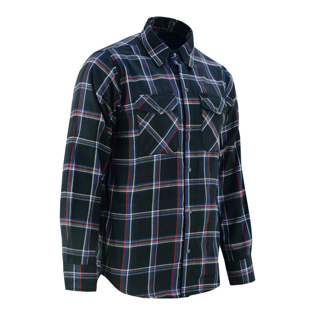 Alpha Check Men's Bold Plaid Flannel Shirt - Black, Red, and Blue