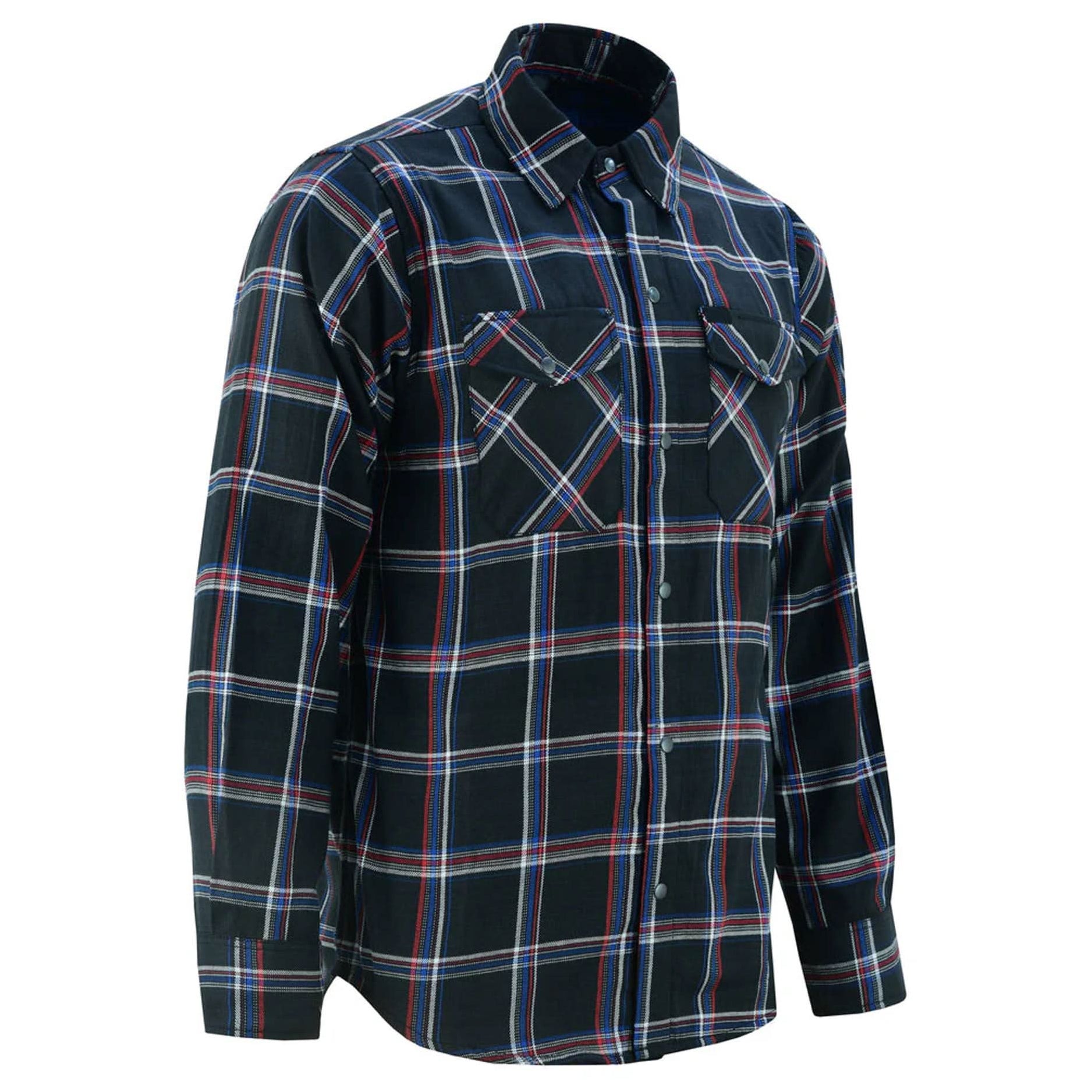 Alpha Check Men's Bold Plaid Flannel Shirt - Black, Red, and Blue Flannel Renegade Classics