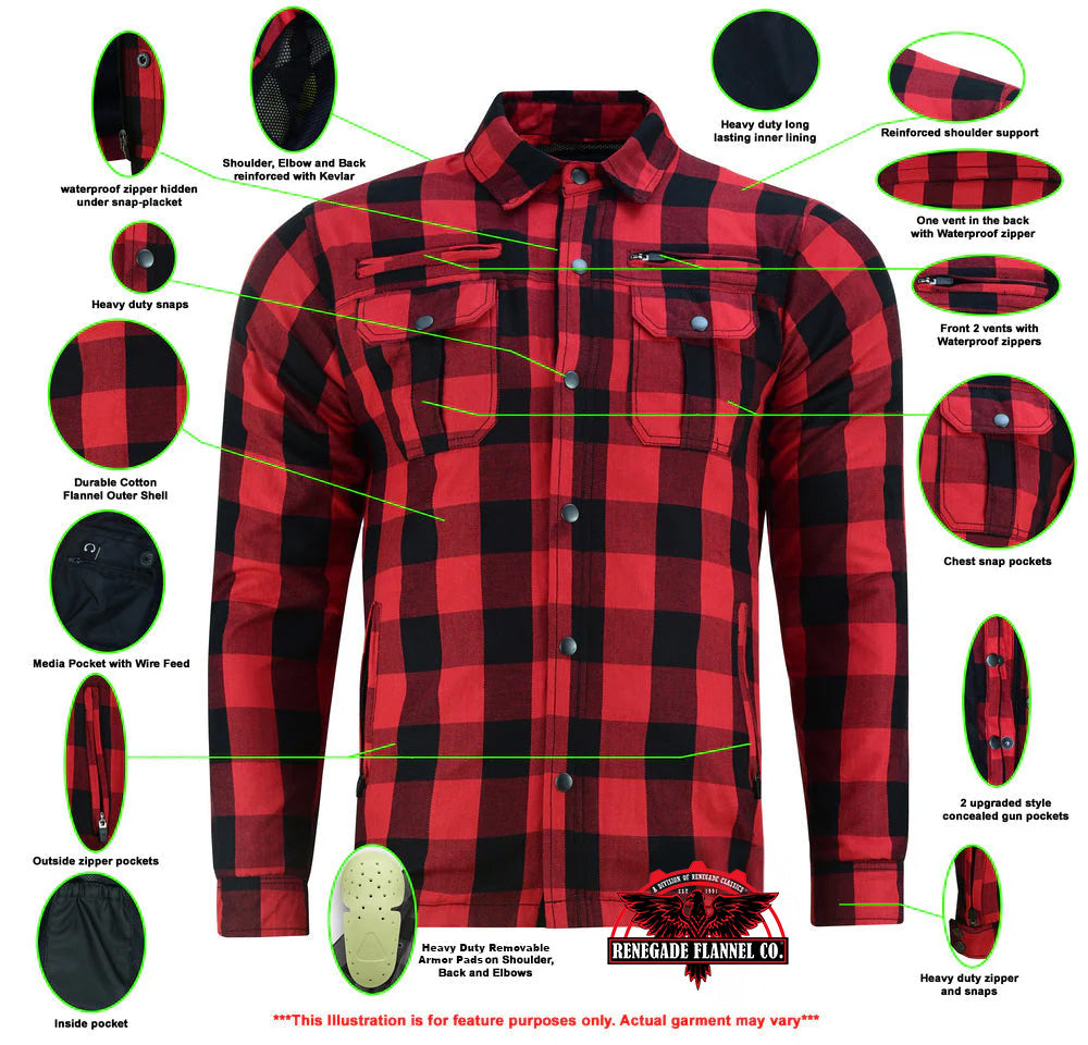 Alpha Check Men's Plaid Flannel Shirt - Blue and Black Shaded Flannel Renegade Classics