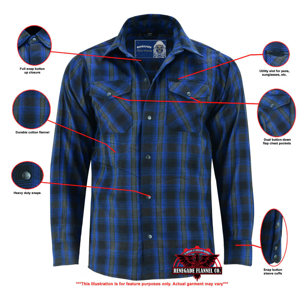 Alpha Check Men's Daze Plaid Flannel Shirt - Blue and Black