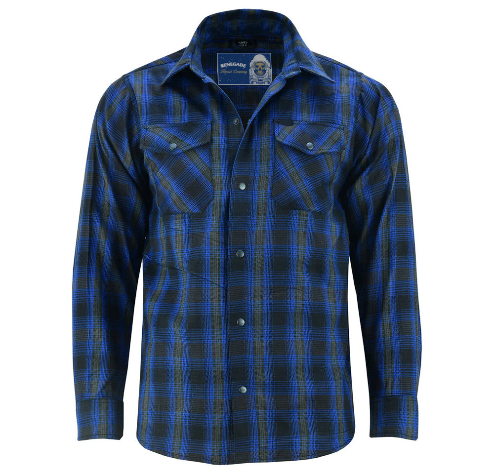 Alpha Check Men's Daze Plaid Flannel Shirt - Blue and Black