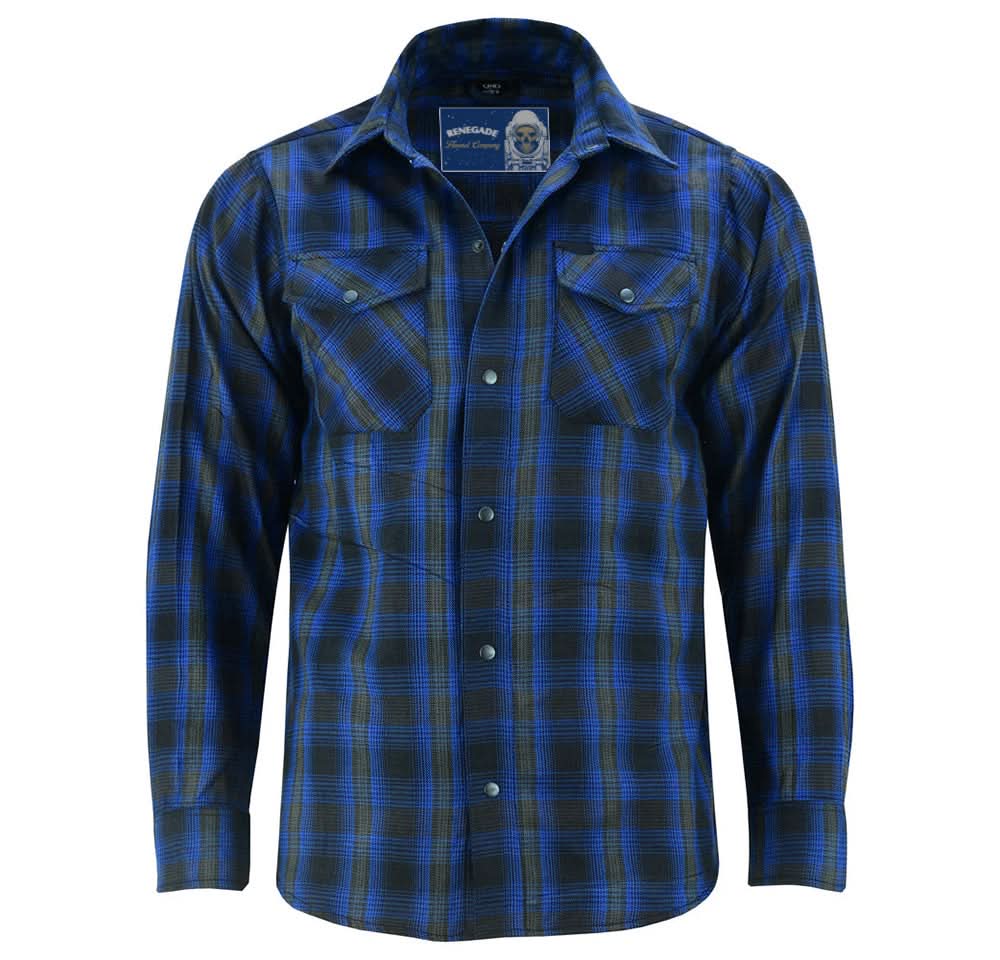 Alpha Check Men's Daze Plaid Flannel Shirt - Blue and Black Flannel Renegade Classics