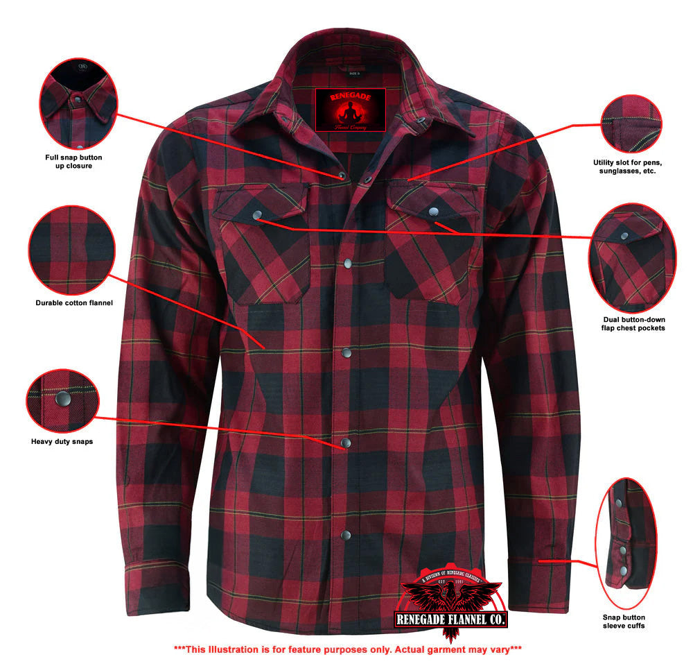 Alpha Check Men's Adventure Plaid Flannel Shirt - Red and Black