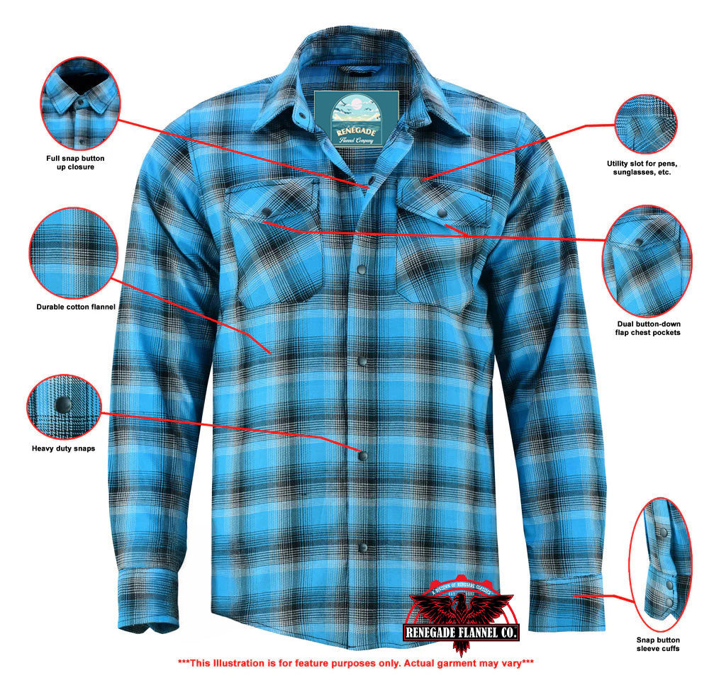 Alpha Check Skyline Edge Men's Blue and Black Flannel Shirt Flannel Renegade Classics