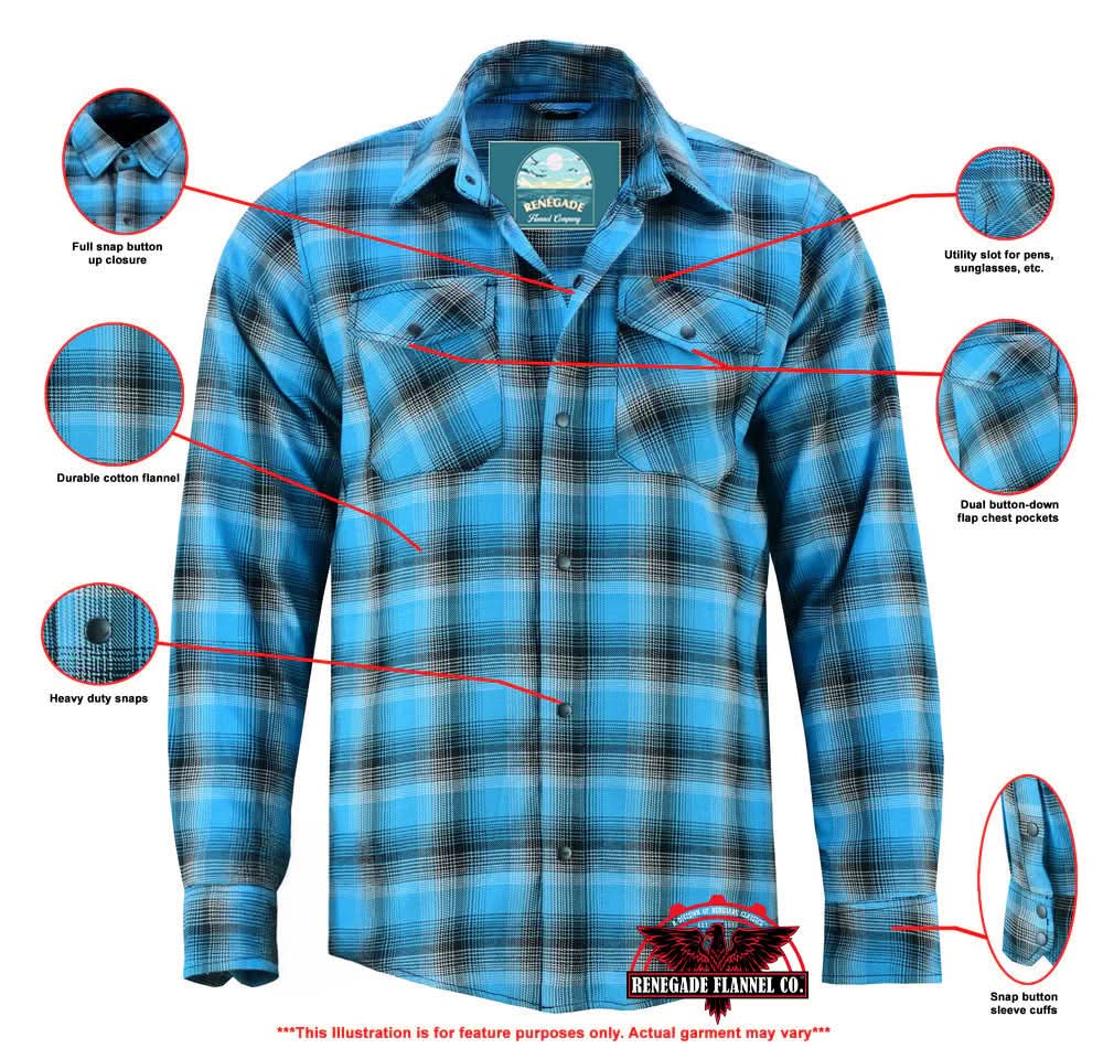 Alpha Check Skyline Edge Men's Blue and Black Flannel Shirt Flannel Renegade Classics
