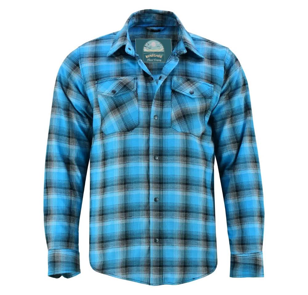 Alpha Check Skyline Edge Men's Blue and Black Flannel Shirt Flannel Renegade Classics