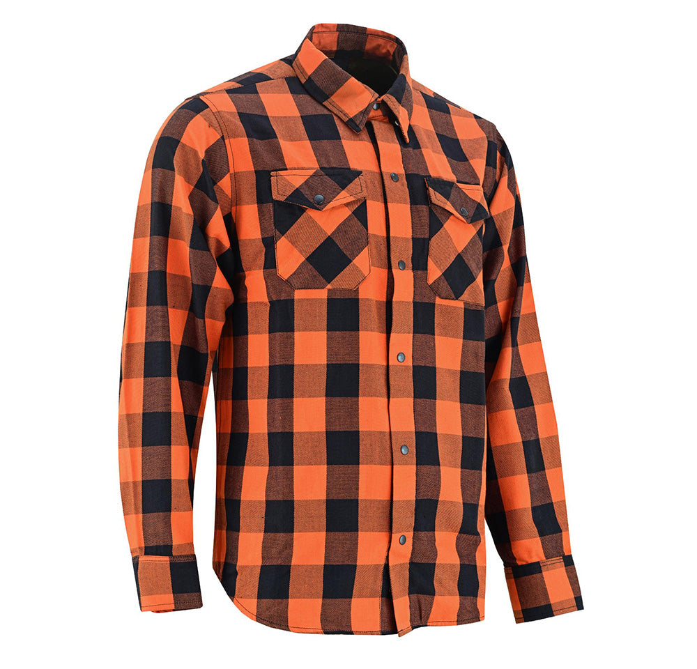 Alpha Check Men's Elite Plaid Flannel Shirt - Orange and Black