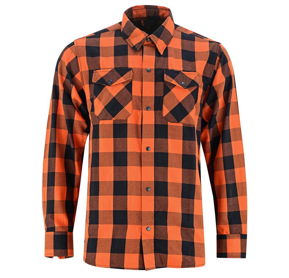 Alpha Check Men's Elite Plaid Flannel Shirt - Orange and Black