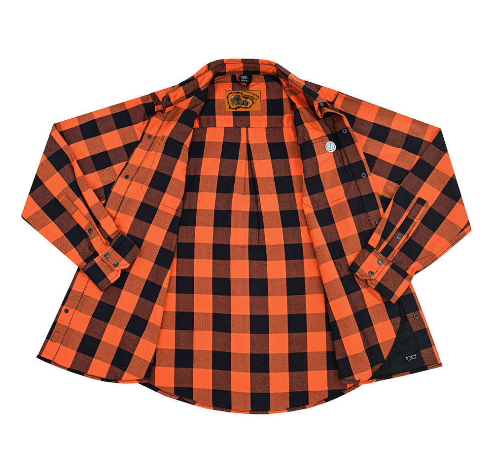 Alpha Check Men's Elite Plaid Flannel Shirt - Orange and Black