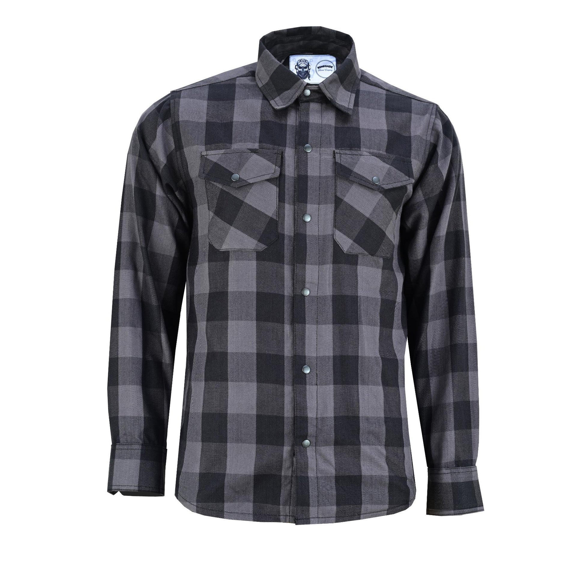 Gray Ride Men's Classic Plaid Flannel Shirt - Black & Gray Flannels Renegade Classics
